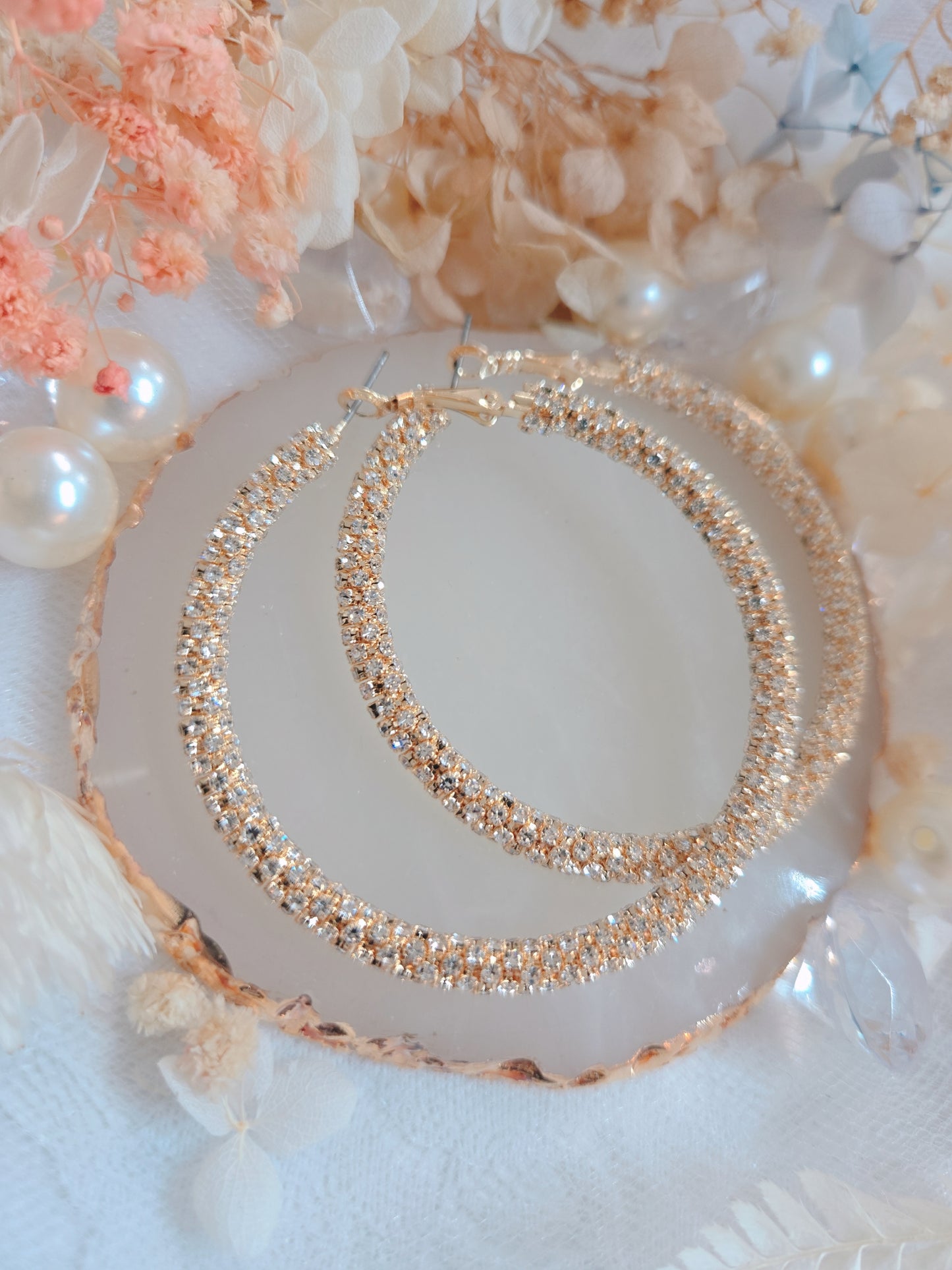 Gold Silver Bling Bling 2.25" Hoop Earring