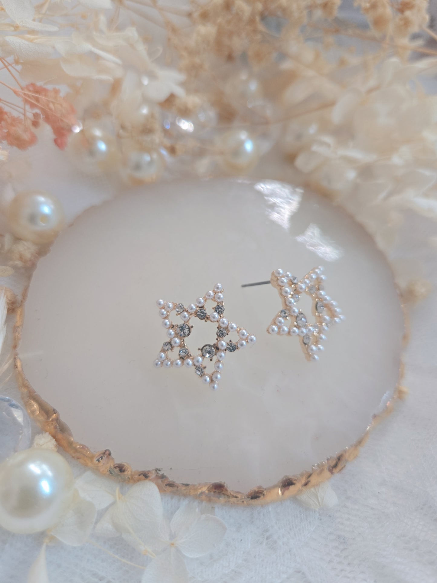 Star Pearl Stone Stud Earring
