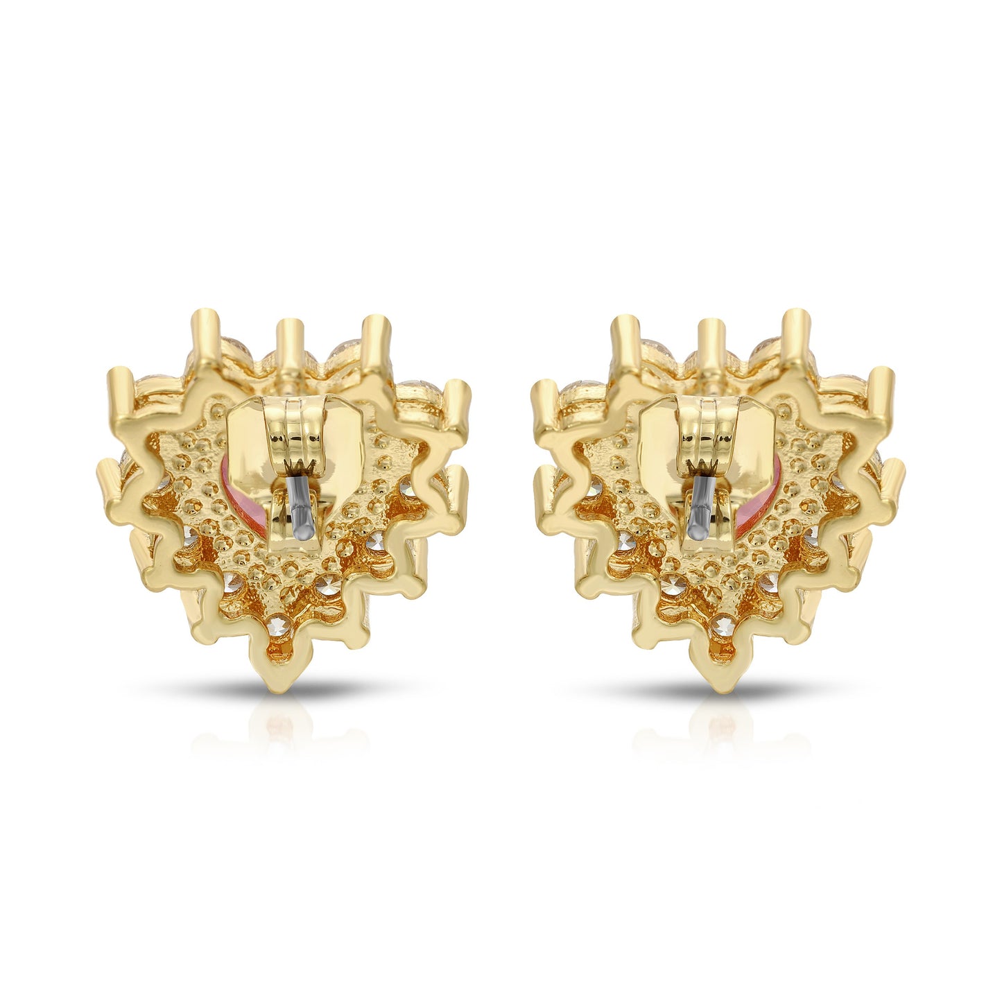 Sterling Silver Post Cubic Zirconia Stone Brass Metal Stud Earrings
