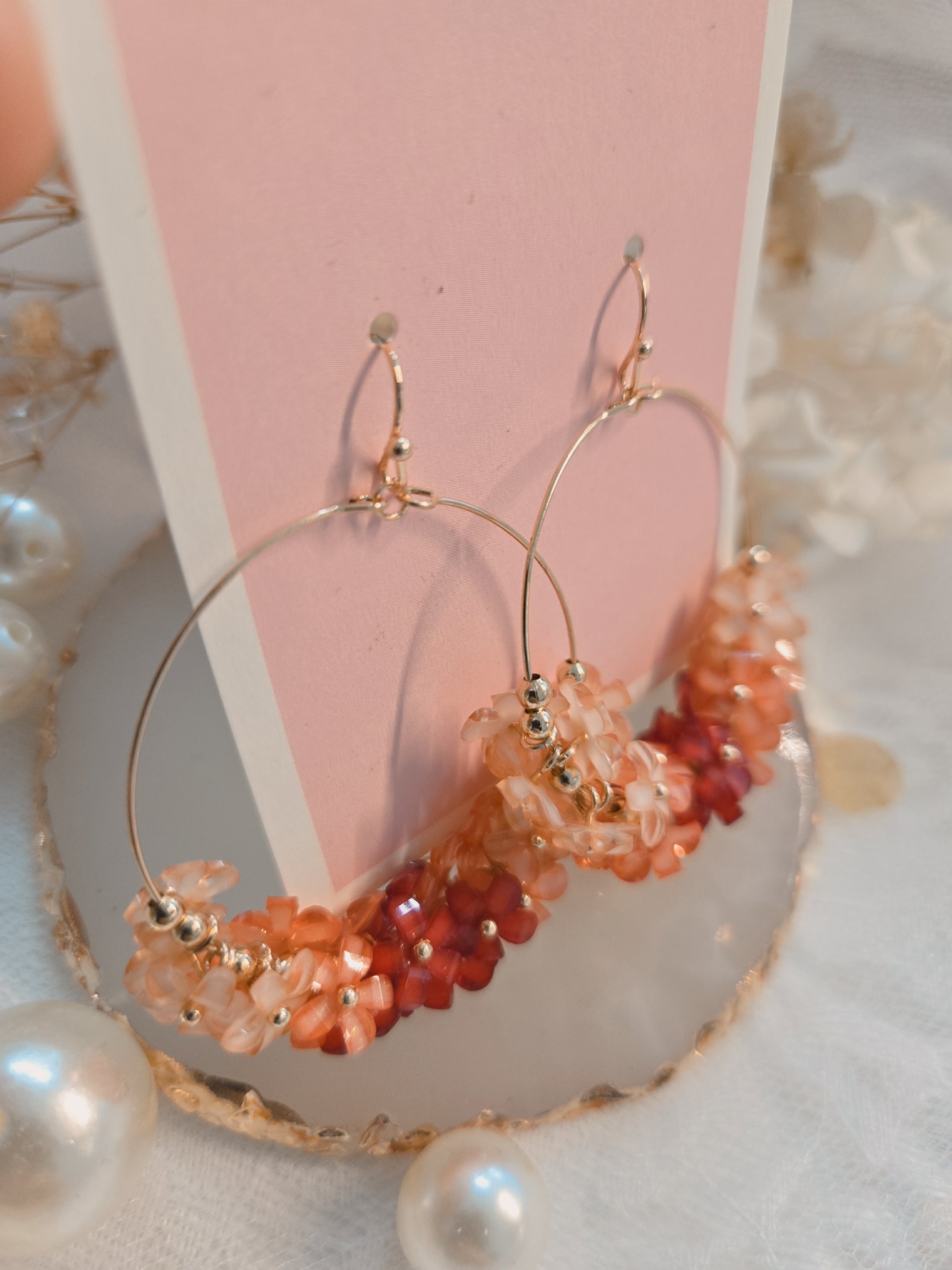 Round Flower Bead Lovely 2" Dangle Earring
