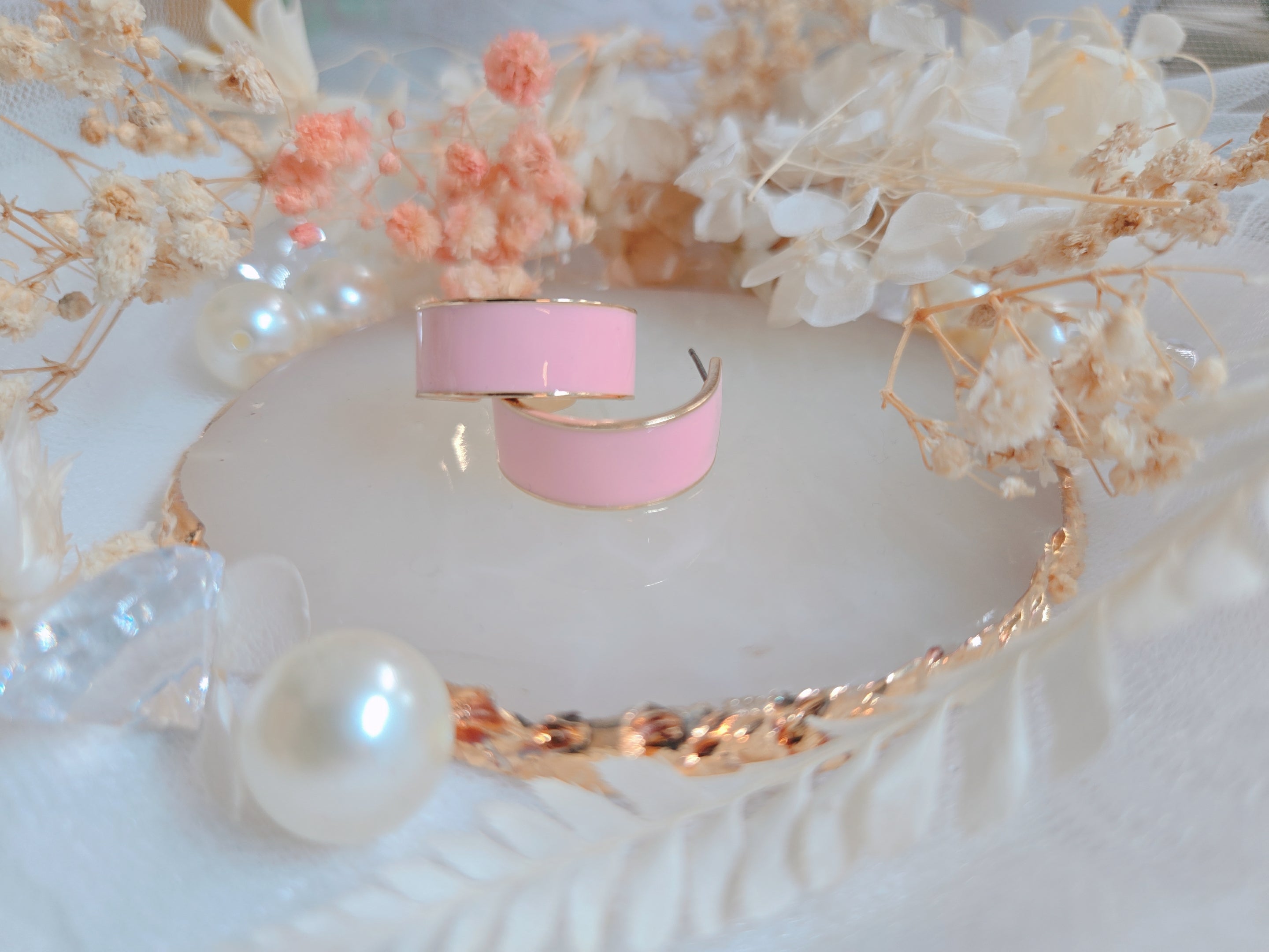 Pink Gold Hoop Small 1.8" Earring