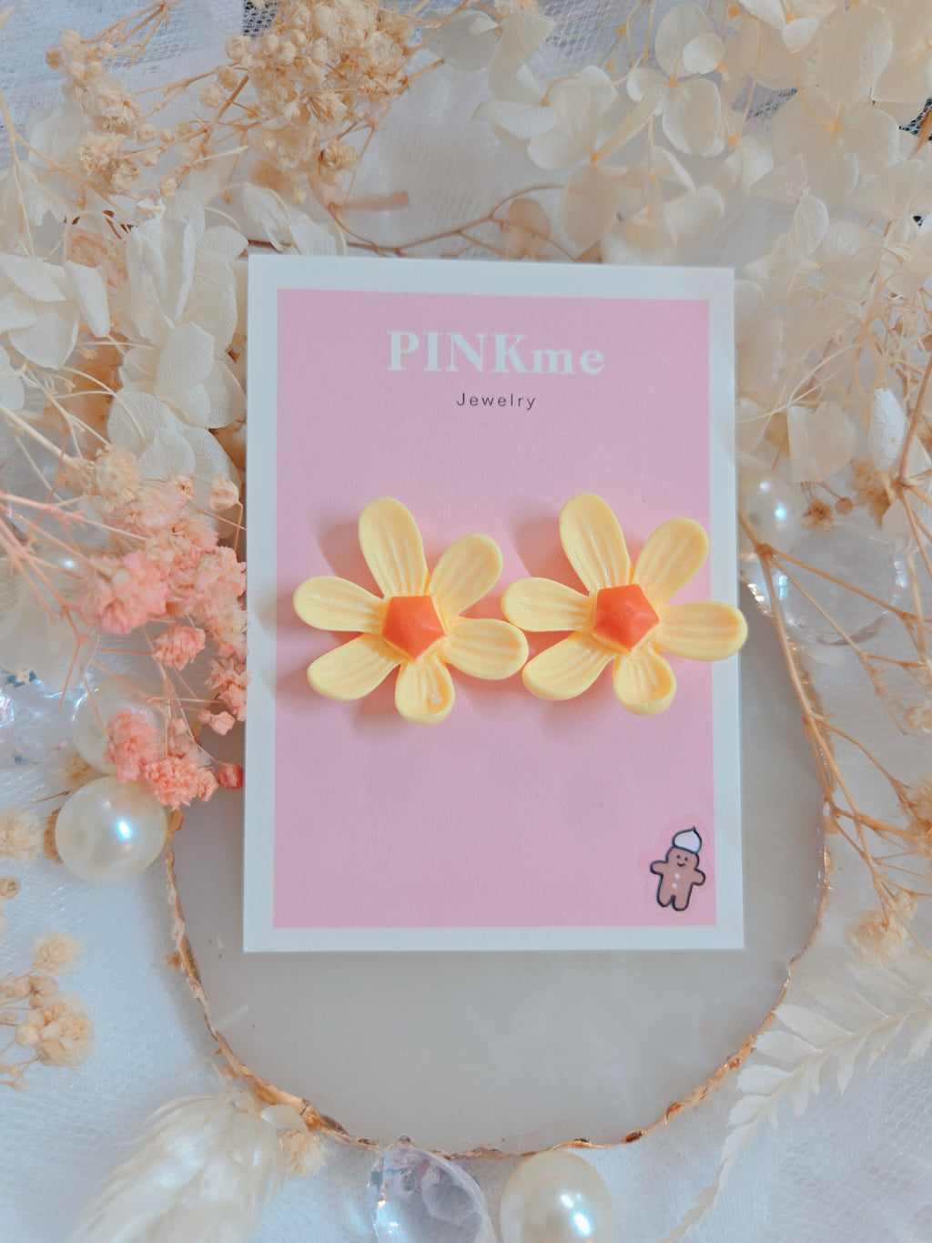 Flower 2 Tone Stud Earring - Cute and Lovely Style