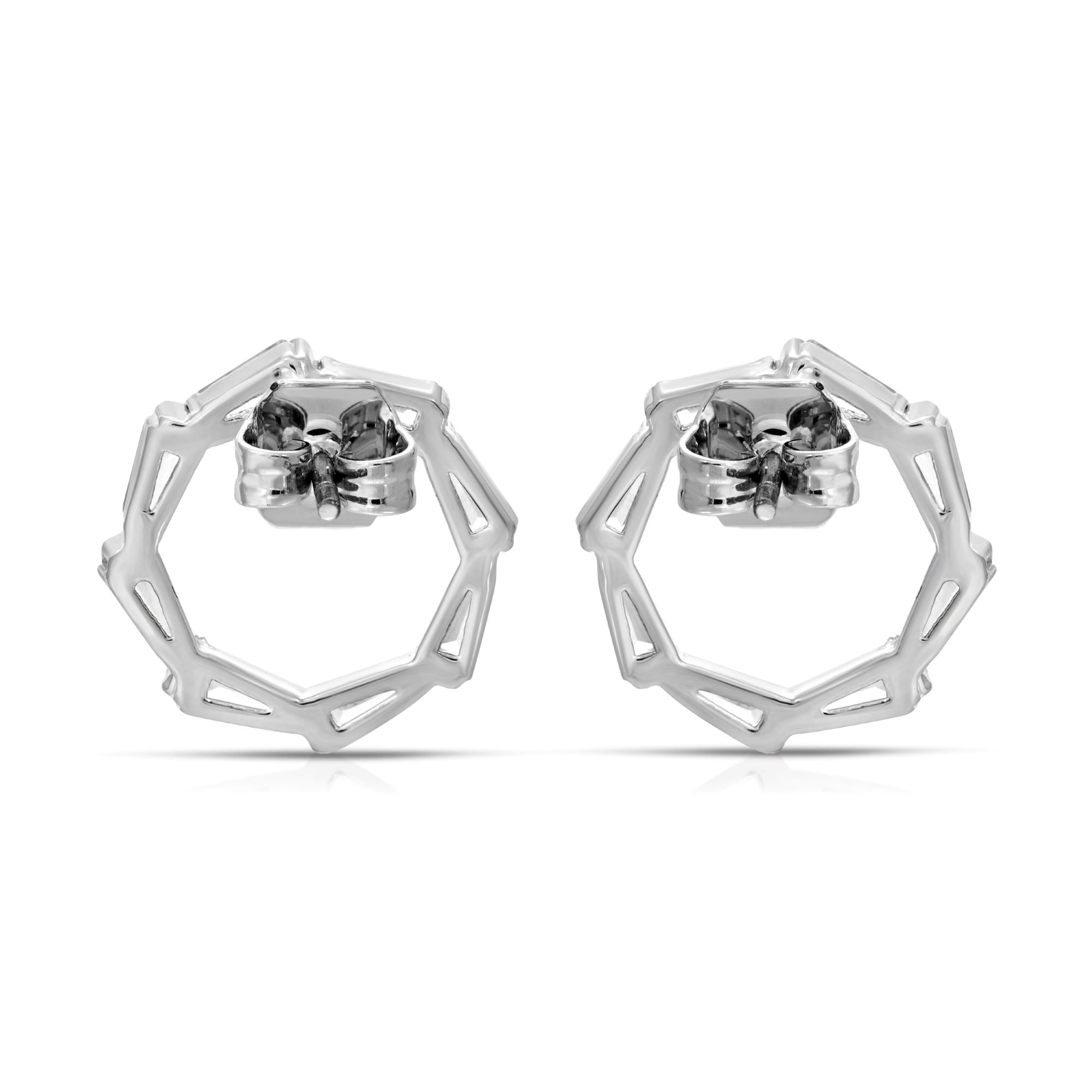 SS071504-Sterling Silver Post Cubic Zirconia Stone Brass Metal Stud Earrings