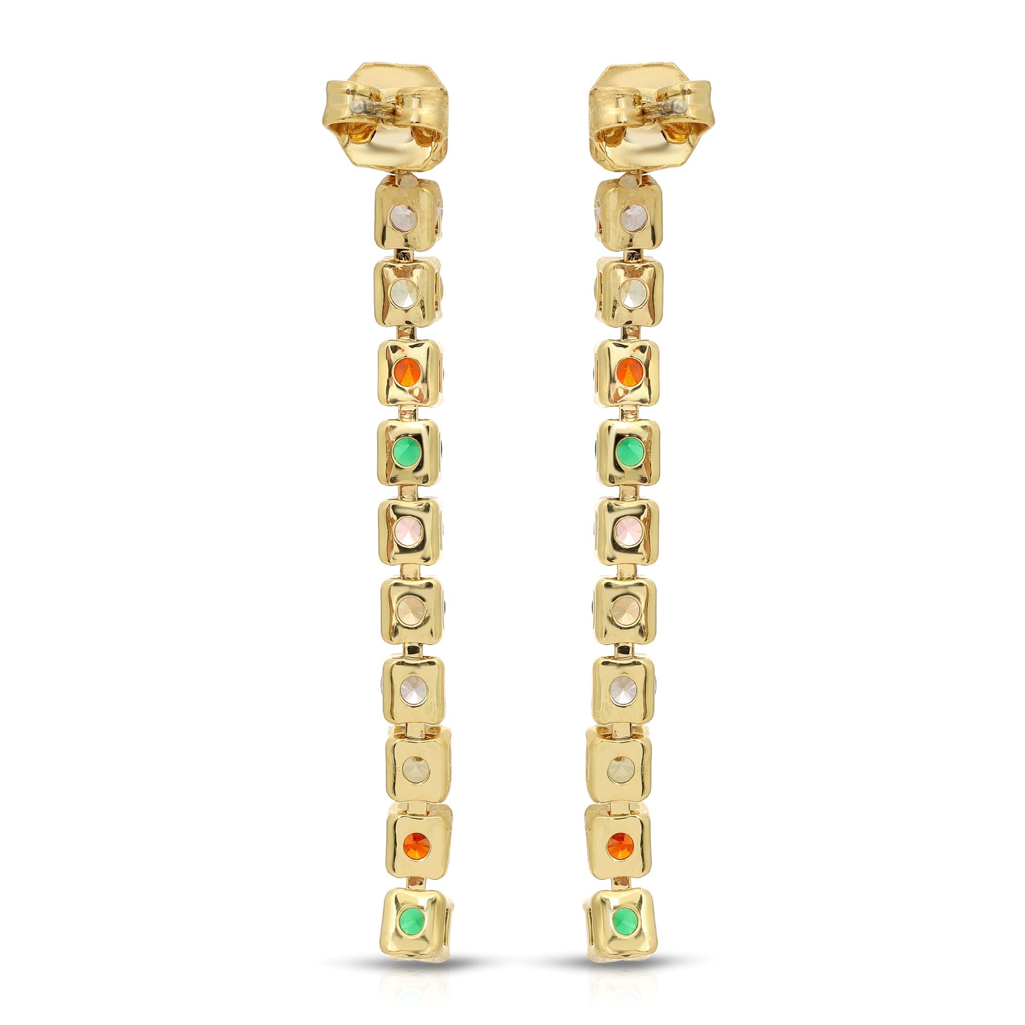 SS071506-Sterling Silver Post Cubic Zirconia Stone Brass Metal Drop Earrings