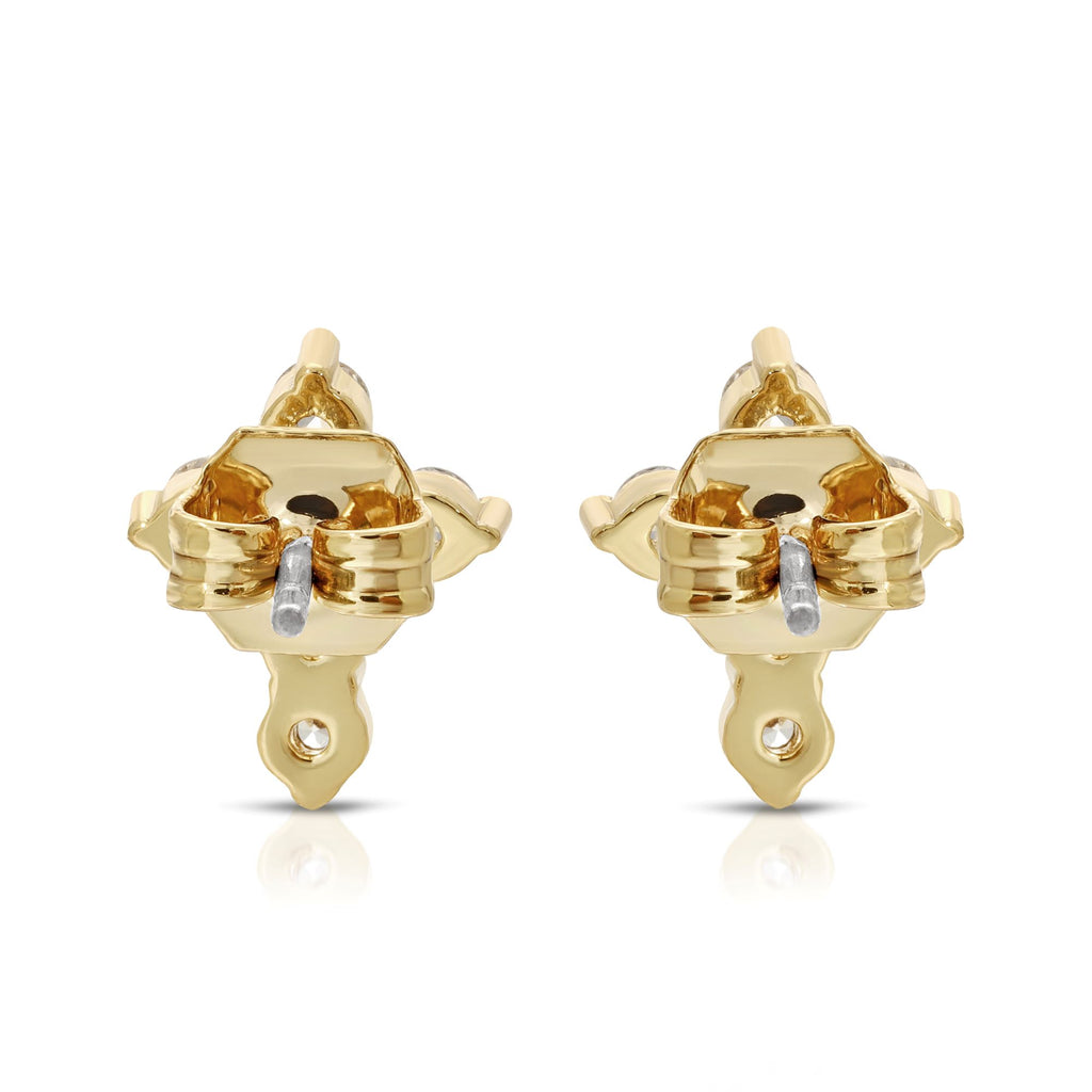 SS071507-Sterling Silver Post Cubic Zirconia Stone Brass Metal Stud Earrings