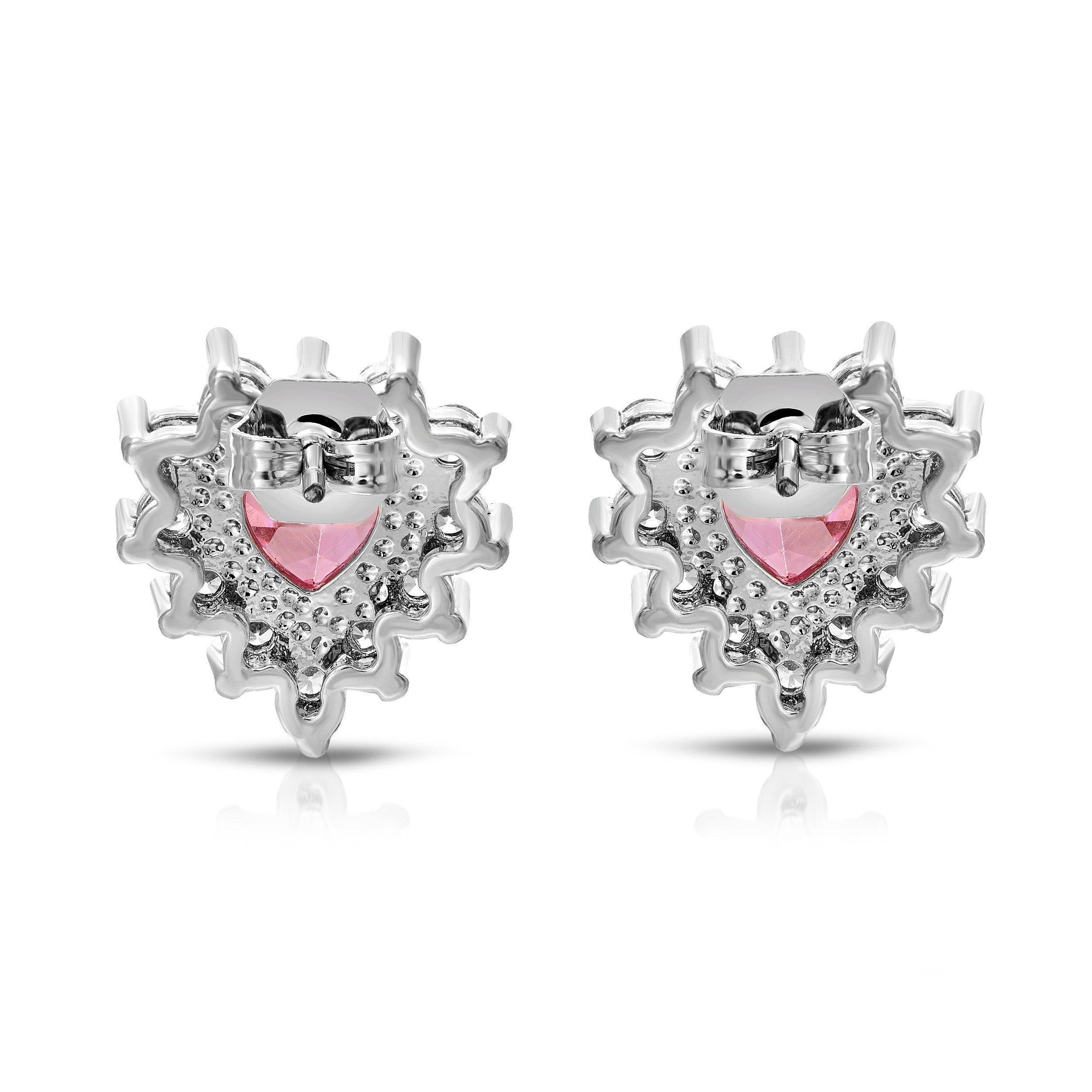 Sterling Silver Post Cubic Zirconia Stone Brass Metal Stud Earrings