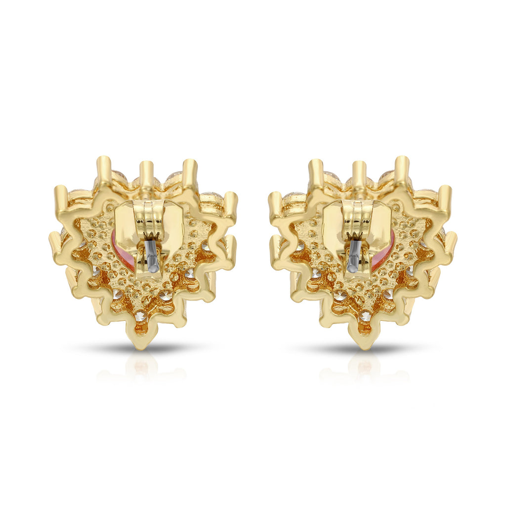 Sterling Silver Post Cubic Zirconia Stone Brass Metal Stud Earrings