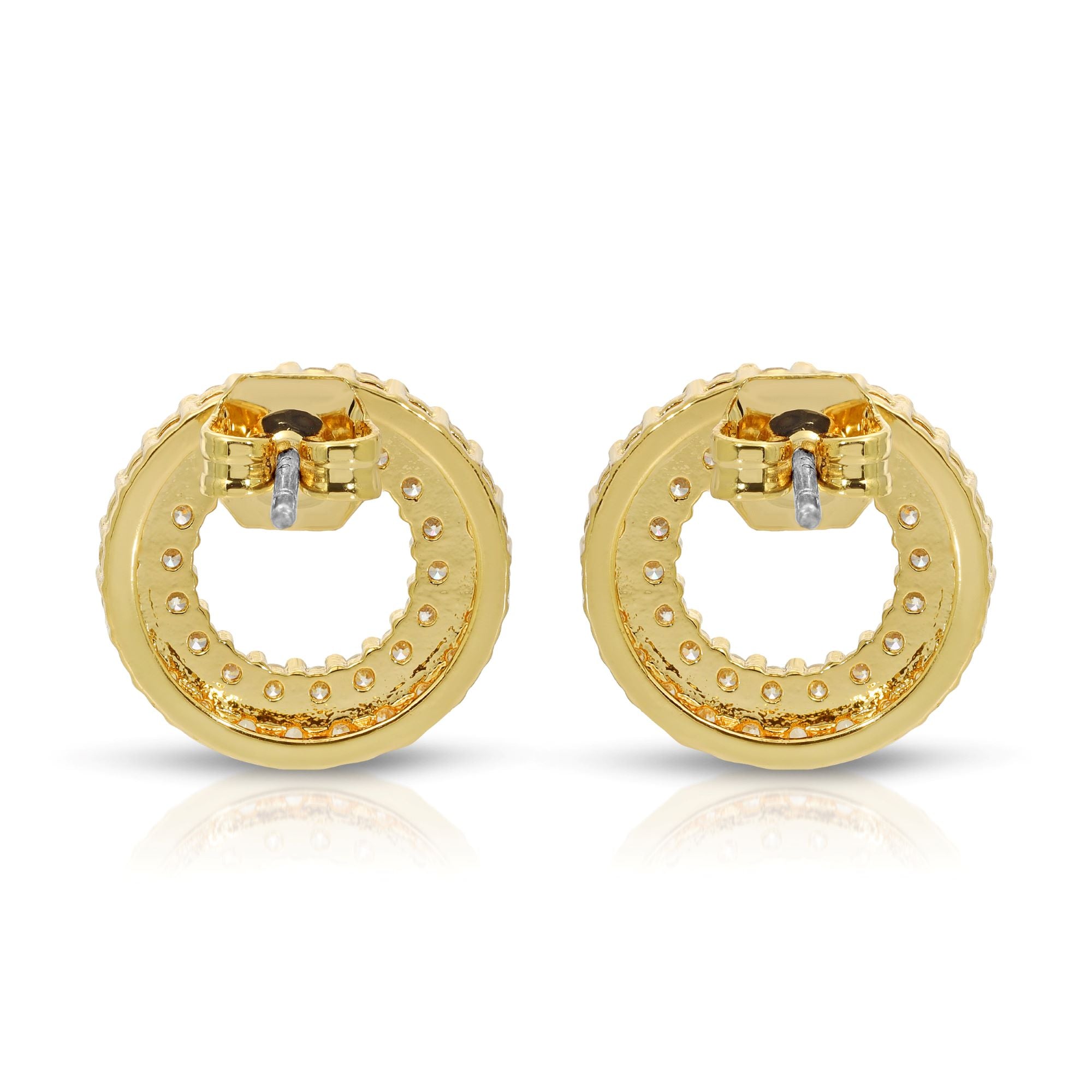 SS071513-Sterling Silver Post Cubic Zirconia Stone Brass Metal Stud Earrings