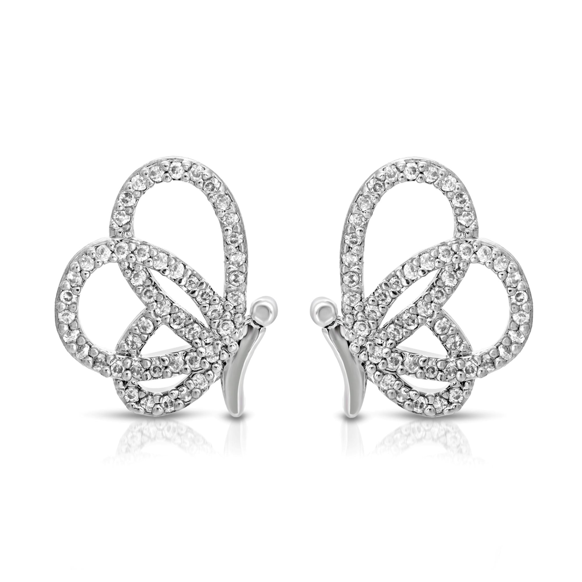 SS071516-Sterling Silver Post Cubic Zirconia Stone Brass Metal Stud Earrings