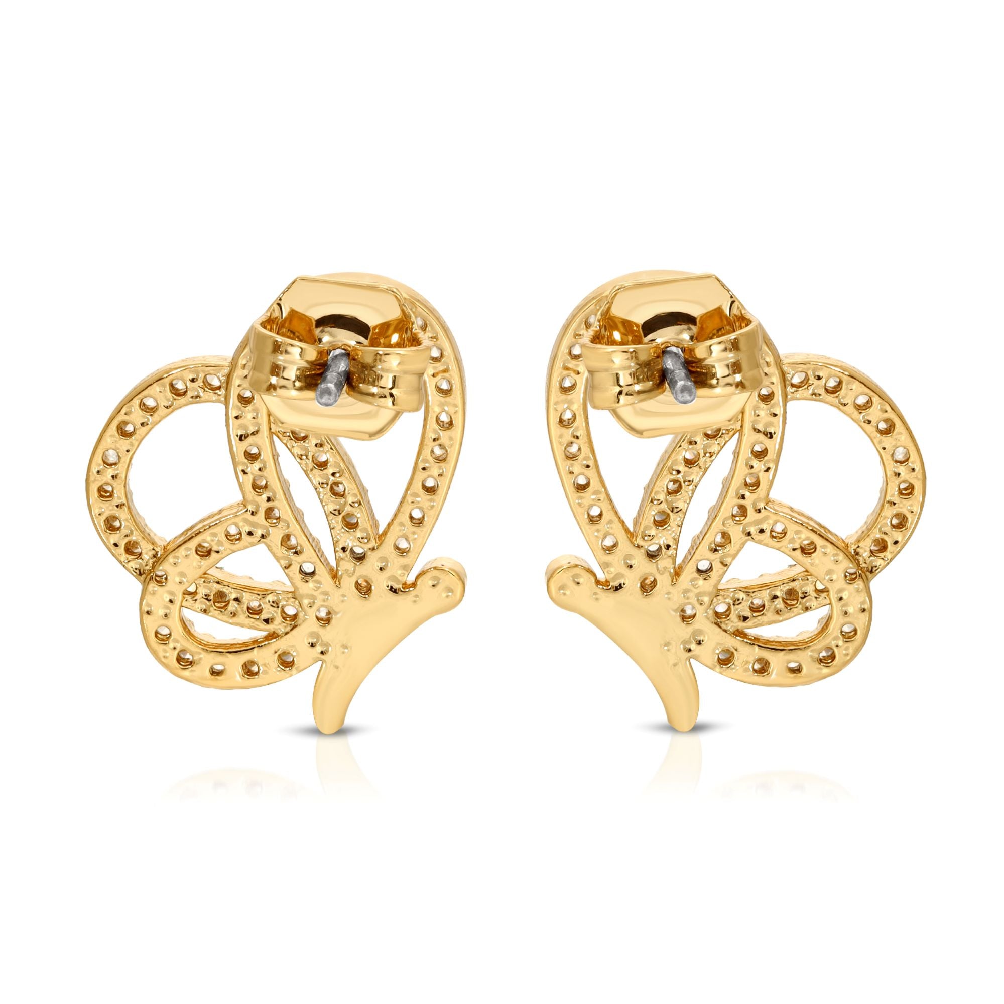 SS071516-Sterling Silver Post Cubic Zirconia Stone Brass Metal Stud Earrings
