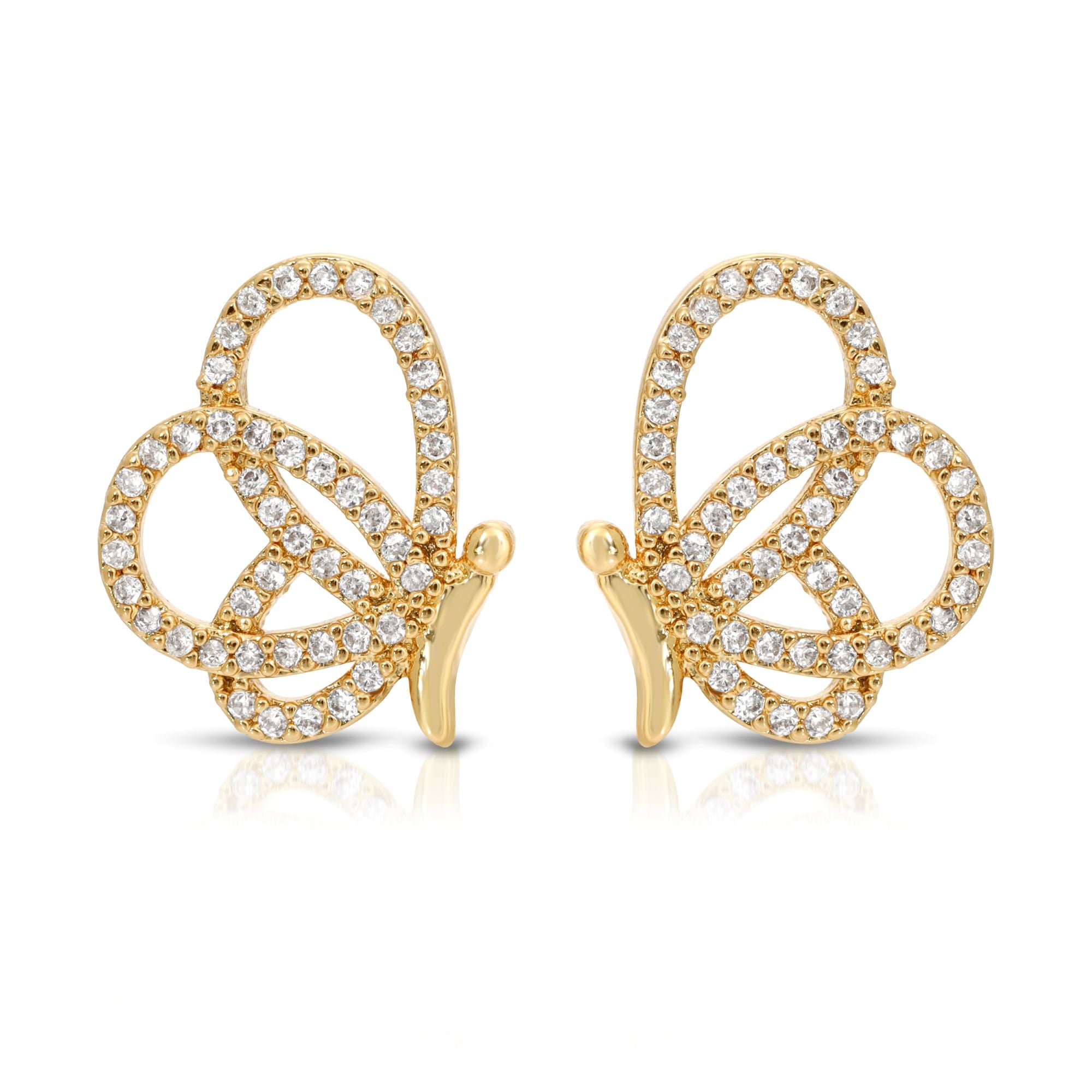 SS071516-Sterling Silver Post Cubic Zirconia Stone Brass Metal Stud Earrings