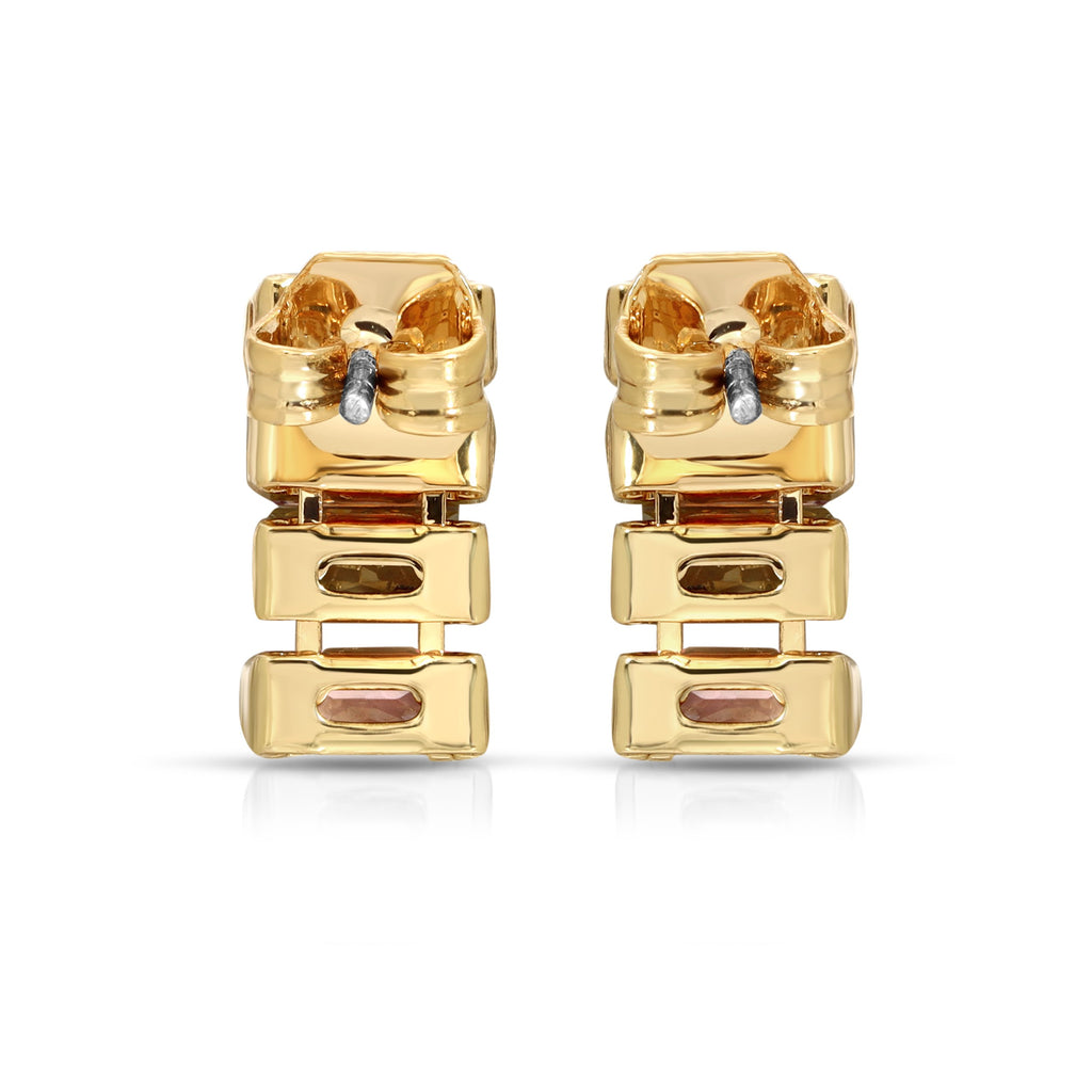 SS071523-Sterling Silver Post Cubic Zirconia Stone Brass Metal Stud Earrings