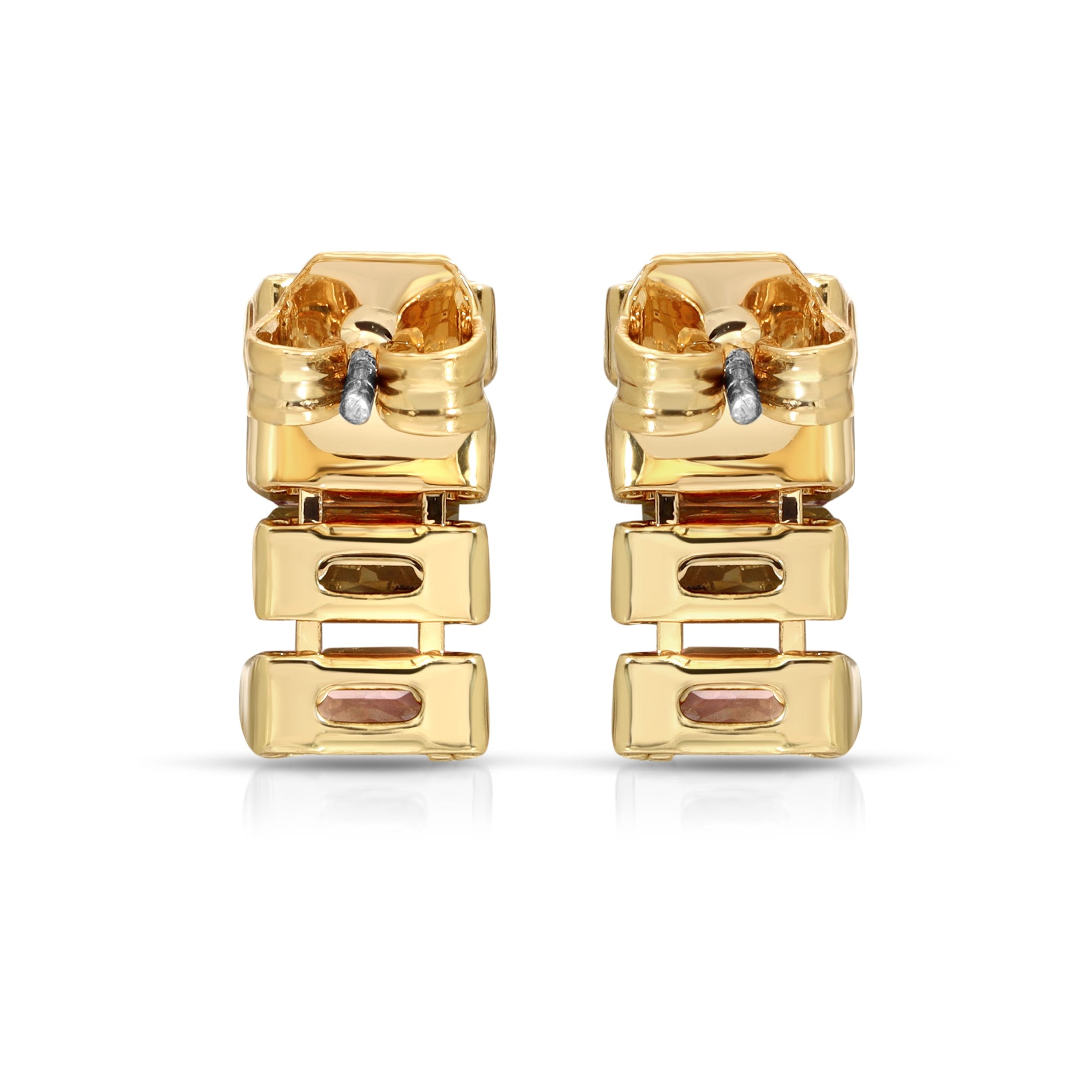 SS071523-Sterling Silver Post Cubic Zirconia Stone Brass Metal Stud Earrings