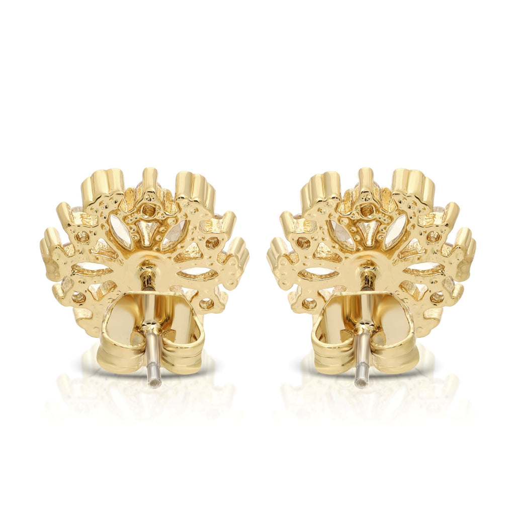 SS071501-Sterling Silver Post Cubic Zirconia Stone Brass Metal Stud Earrings