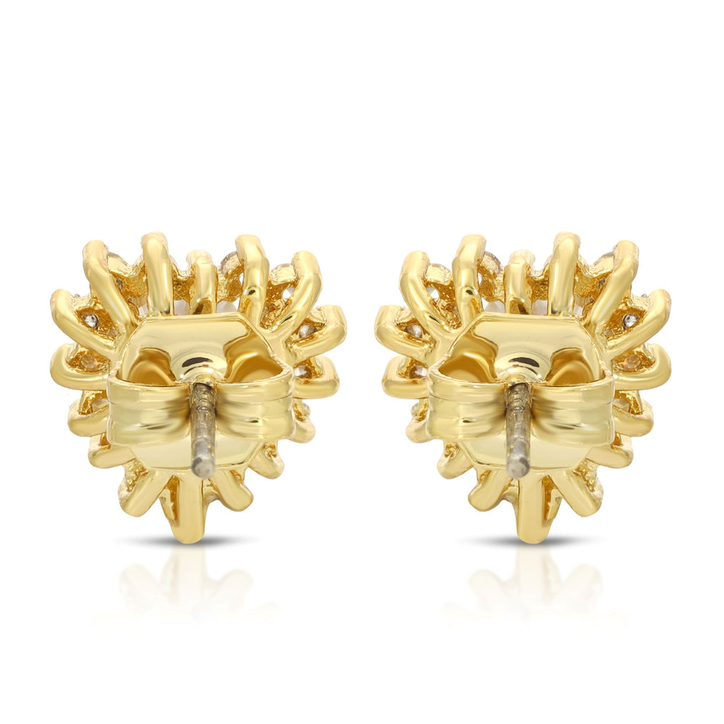 SS071515-Sterling Silver Post Cubic Zirconia Stone Brass Metal Stud Earrings