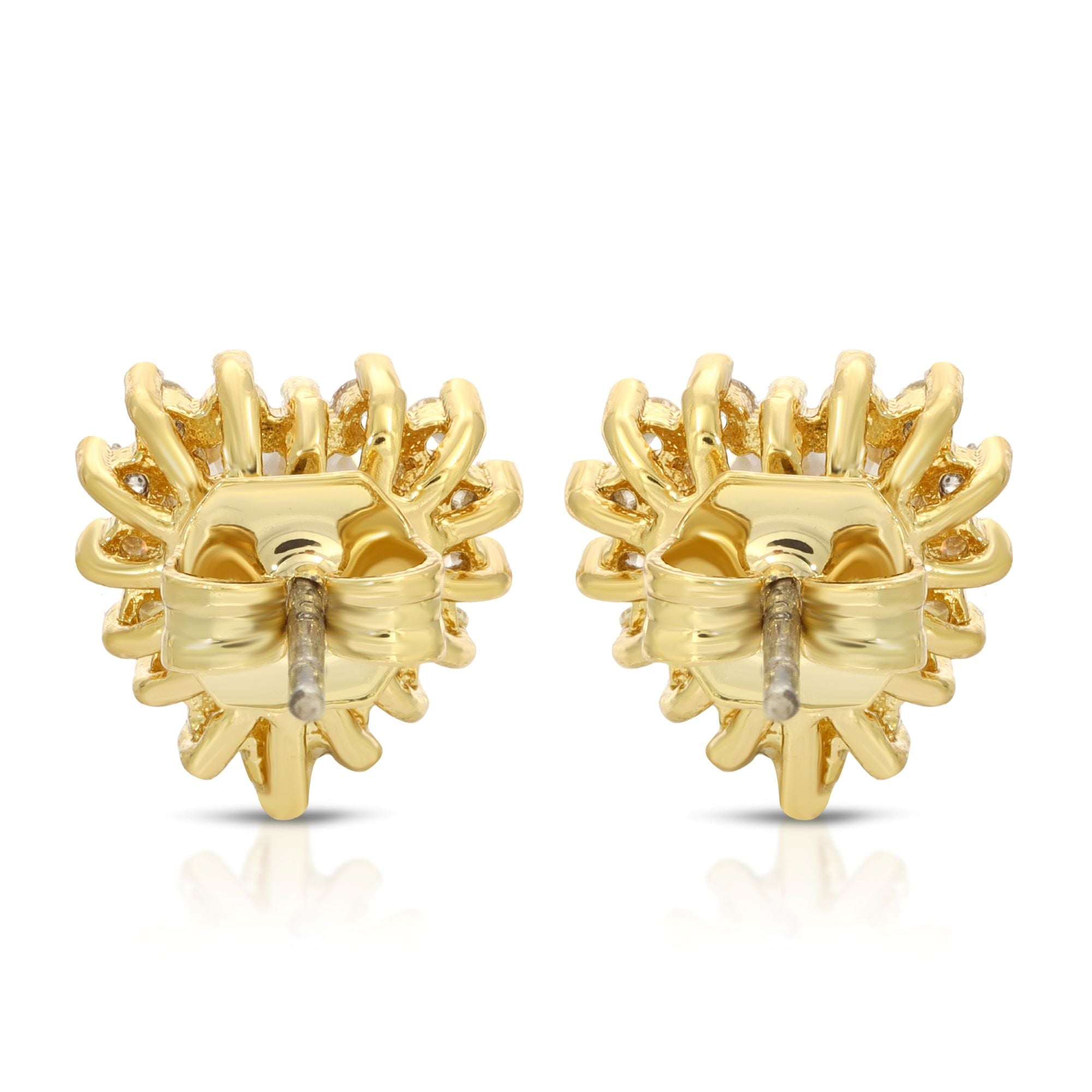 SS071515-Sterling Silver Post Cubic Zirconia Stone Brass Metal Stud Earrings