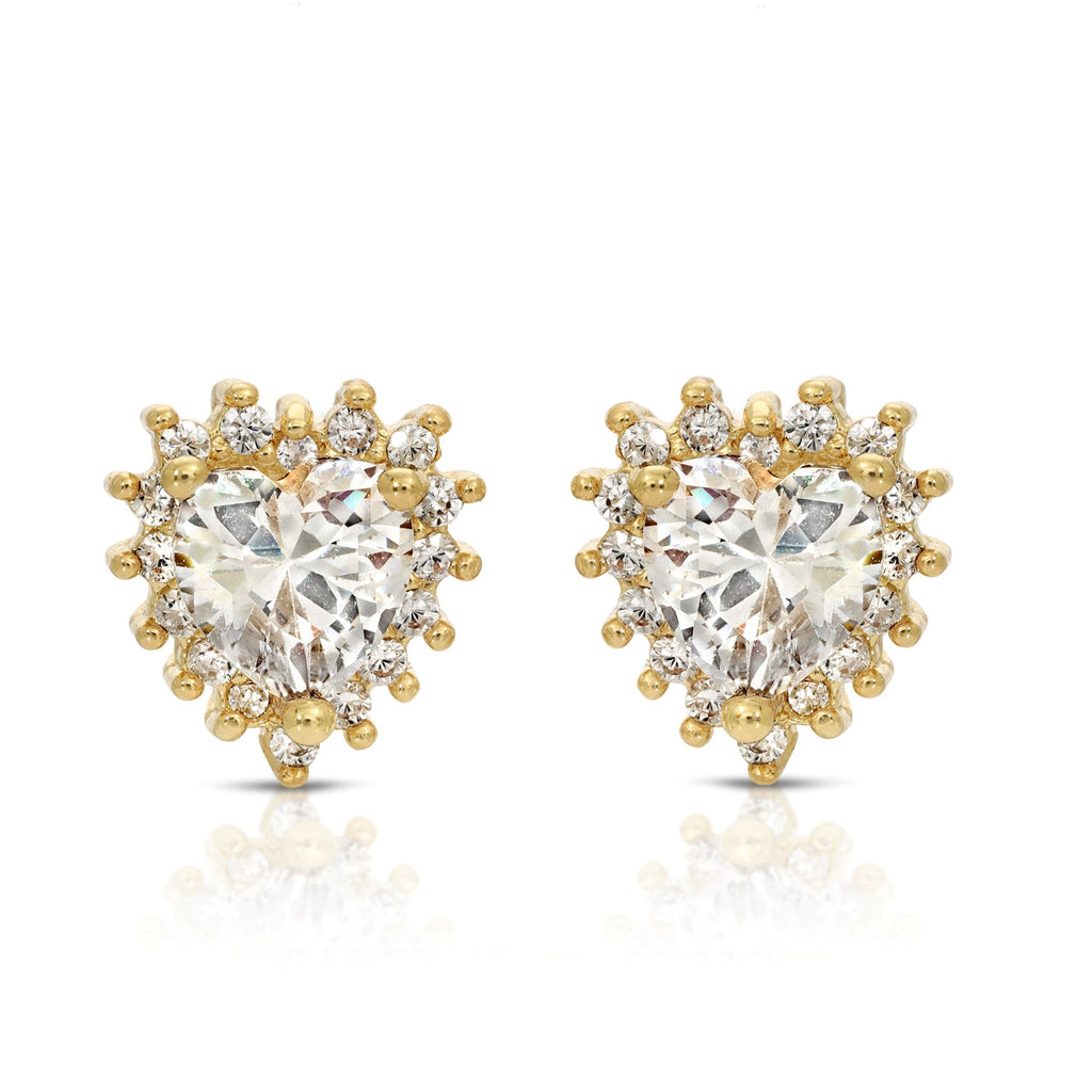 SS071515-Sterling Silver Post Cubic Zirconia Stone Brass Metal Stud Earrings
