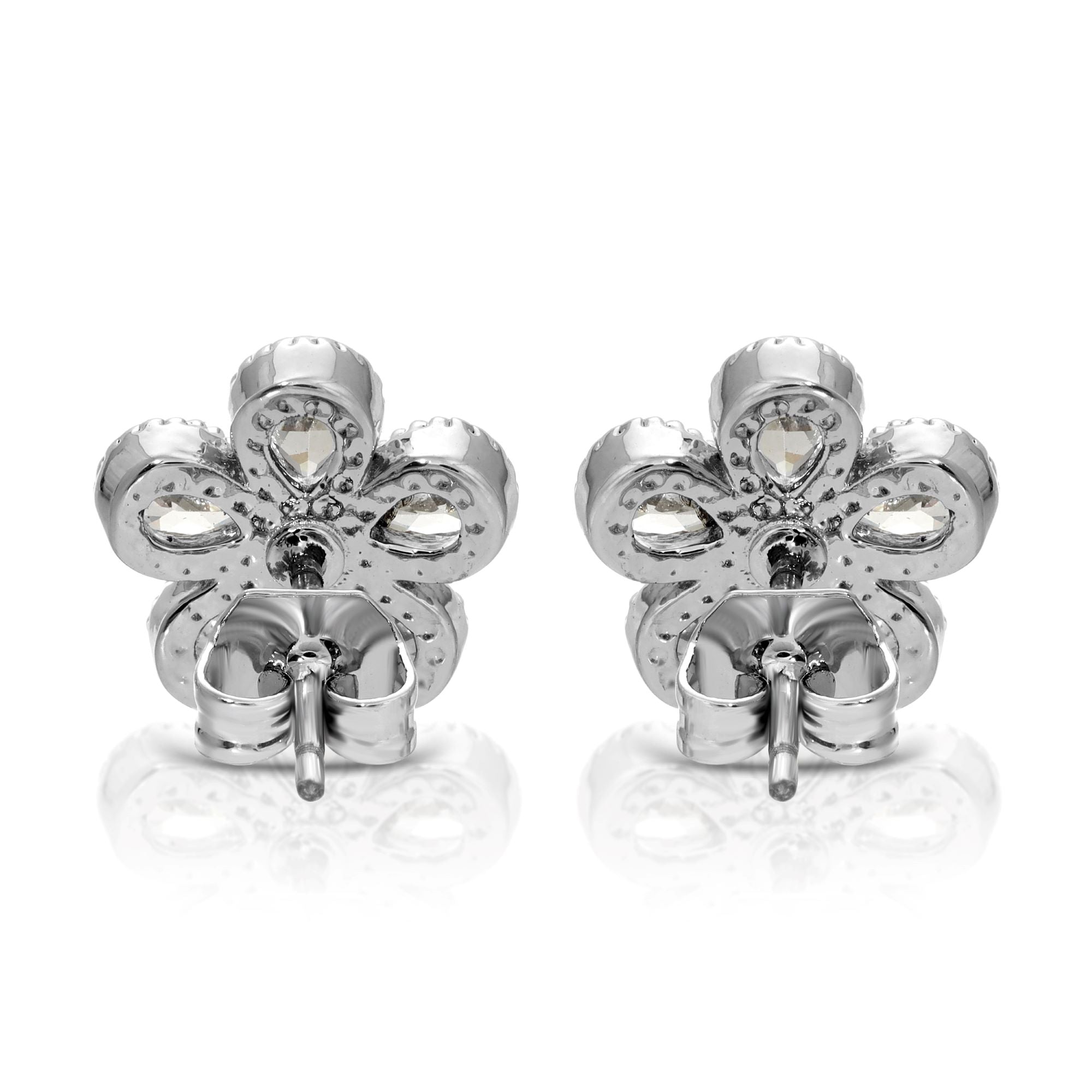 SS071518-Sterling Silver Post Cubic Zirconia Stone Brass Metal Stud Earrings