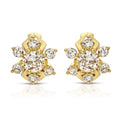 SS071528-Sterling Silver Post Cubic Zirconia Stone Brass Metal Hoop Earrings