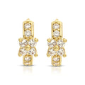 SS071545-Sterling Silver Post Cubic Zirconia Stone Brass Metal Hoop Earrings